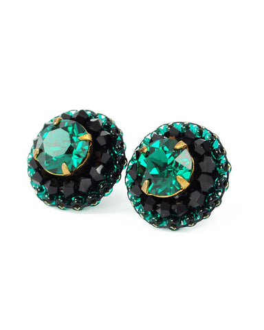 Tiny Colored 3 Prong Solitaire Stud Earrings - Emerald Green by By Adina  Eden - FabFitFun