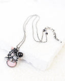 Pink gemstone necklace | Exquisite silver wire necklace