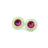 Fuchsia, mint and ivory stud earrings - Exquistry - 1