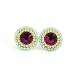 Fuchsia, mint and ivory stud earrings - Exquistry - 2