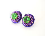 Green purple stud earrings - Exquistry - 1