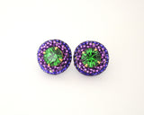 Green purple stud earrings - Exquistry - 2