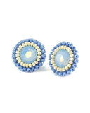 Dusty blue ivory tiny stud earrings - Exquistry - 3