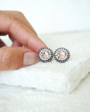 Blush pink earrings | Gray earrings | Rhinestone stud earrings