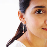 Mint peach coral delicate dangle earrings
