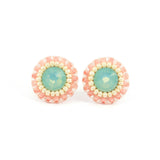 Mint, peach, ivory stud earrings - Exquistry - 1