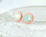 Mint peach coral stud earrings - Exquistry - 2