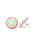 Mint pink stud earrings - Exquistry - 3