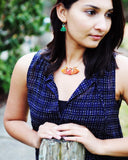 Tassel necklace | Rust orange yellow brass necklace