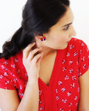 4th July earrings | unique royal blue red tassel earrings | brass studs