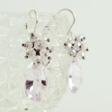 Pink amethyst earrings | Rock crystal earrings | Silver dangles