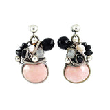 Silver, pink, black dangle earrings - Exquistry - 2