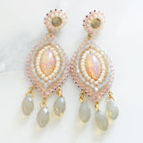 Blush ivory long dangle earrings - Exquistry - 2