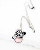 Pink gemstone necklace | Exquisite silver wire necklace