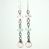 Pink earrings | Teal earrings | silver long dangle earrings