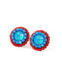 Turquoise and red stud earrings - amisha rathod - 2
