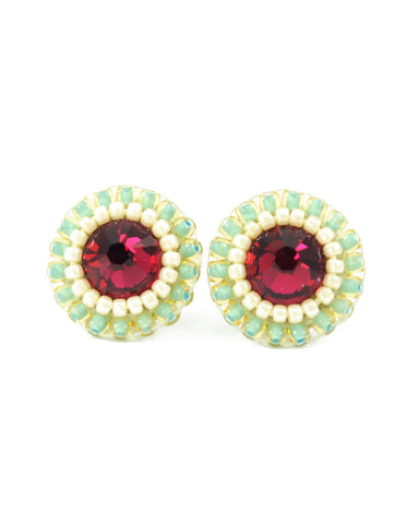 Ruby pink mint stud earrings - Exquistry - 1