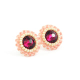 Ruby red, blush, ivory stud earrings - Exquistry - 2