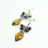 Brown, black earrings | Silver dangle earrings