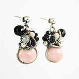 Silver, pink, black dangle earrings - Exquistry - 3