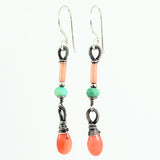 Mint peach coral delicate dangle earrings