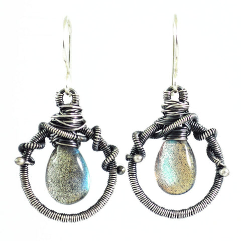 Labradorite earrings | unique gray earrings | silver earrings