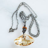 Swarovski topaz and silver pendant necklace