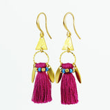 Plum earrings | tassel earrings | gold brass earrings