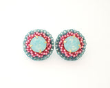 Teal mint pink stud earrings - Exquistry - 2