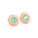 Mint, peach, ivory stud earrings - Exquistry - 2
