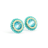 Turquoise, aqua, ivory stud earrings - Exquistry - 2