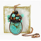 Turquoise, black, copper necklace - Exquistry - 1