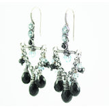 Aquamarine earrings | black aqua earrings | unique silver dangles