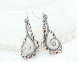 Silver dangle earrings with brown crystals - Exquistry - 3