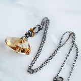 Swarovski topaz and silver pendant necklace