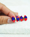 4th July earrings | unique royal blue red tassel earrings | brass studs