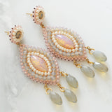 Blush ivory long dangle earrings - Exquistry - 5