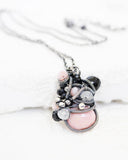 Pink gemstone necklace | Exquisite silver wire necklace
