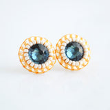 Blue yellow stud earrings | unique crystal earrings
